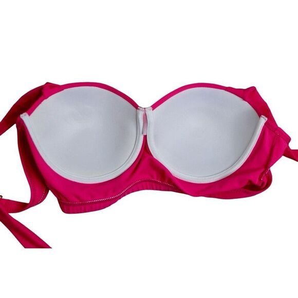 Retro Sexy Hot Pink Underwire‎ Bikini Halter Swim Top MEDIUM 60s Inspired Beach - Picture 2 of 8